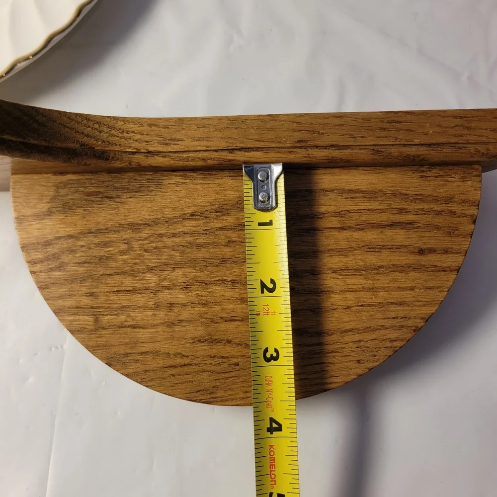 Northshore Wood Products Plate Holder Wall Shelf Oak with Currier & Ives Plate